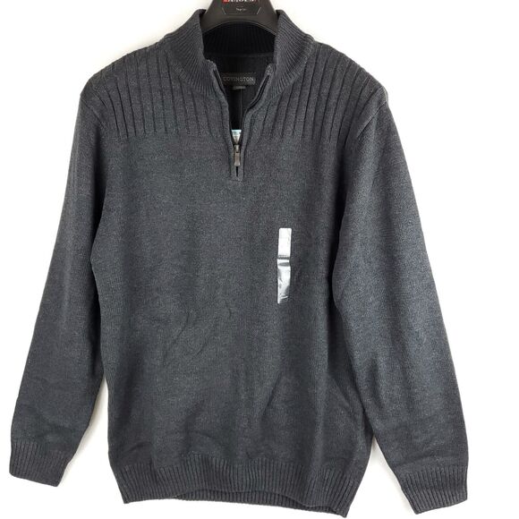 Covington Sweater Men XL Pullover 1/4 Zip Black Heather Knit Dadcore Grandpacore - Picture 5 of 16